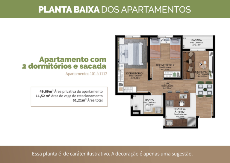 SAPUCAIA DO SUL – NOVA SAPUCAIA – APARTAMENTO NA PLANTA COM 2 DORMITÓRIOS