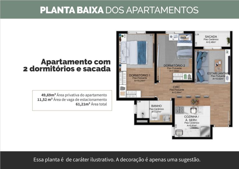 NOVO HAMBURGO – RONDÔNIA – APARTAMENTO NA PLANTA COM 2 DORMITÓRIOS