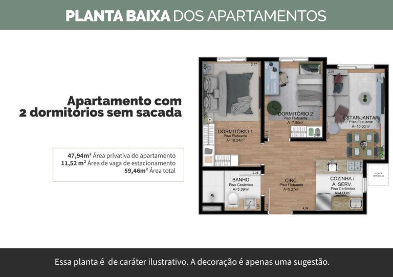 NOVO HAMBURGO – RONDÔNIA – APARTAMENTO NA PLANTA COM 2 DORMITÓRIOS