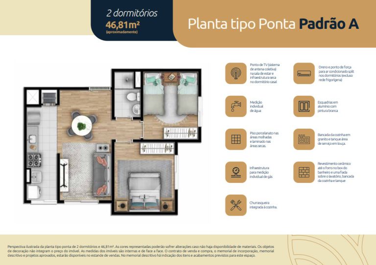 CACHOEIRINHA – APARTAMENTO NA PLANTA COM 2 DORMITÓRIOS