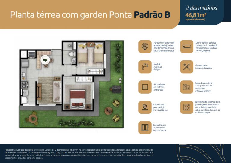 CACHOEIRINHA – APARTAMENTO NA PLANTA COM 2 DORMITÓRIOS