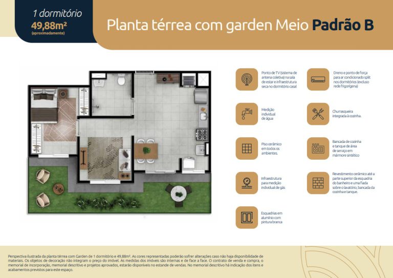 CACHOEIRINHA – APARTAMENTO NA PLANTA COM 2 DORMITÓRIOS